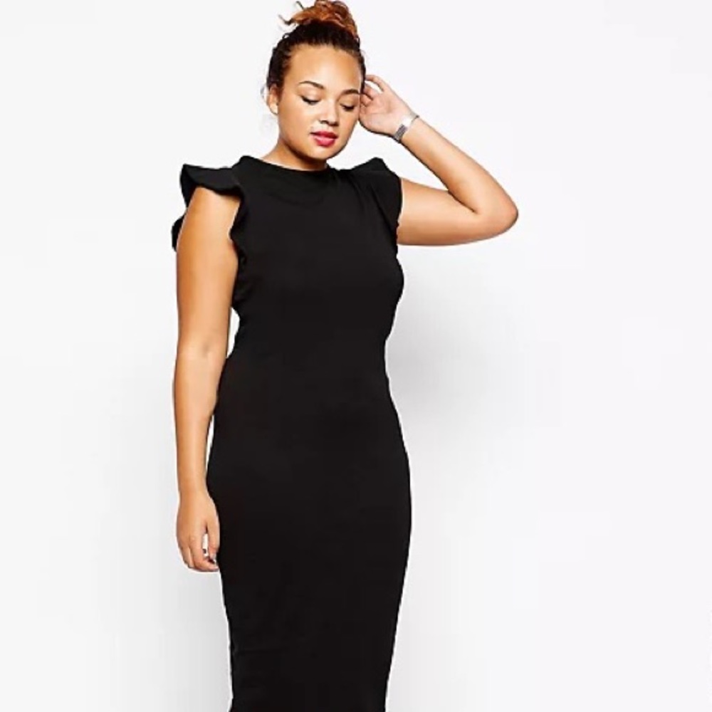 ASOS CURVE Bodycon Dress With Frill Sleeve